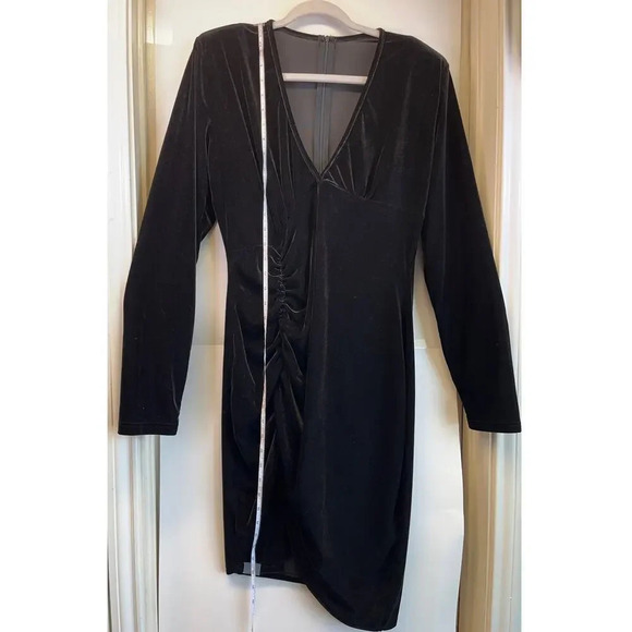 Womens XL Black Velvet V Neck Asymmetrical Romantic/Festival Dress - Picture 13 of 15